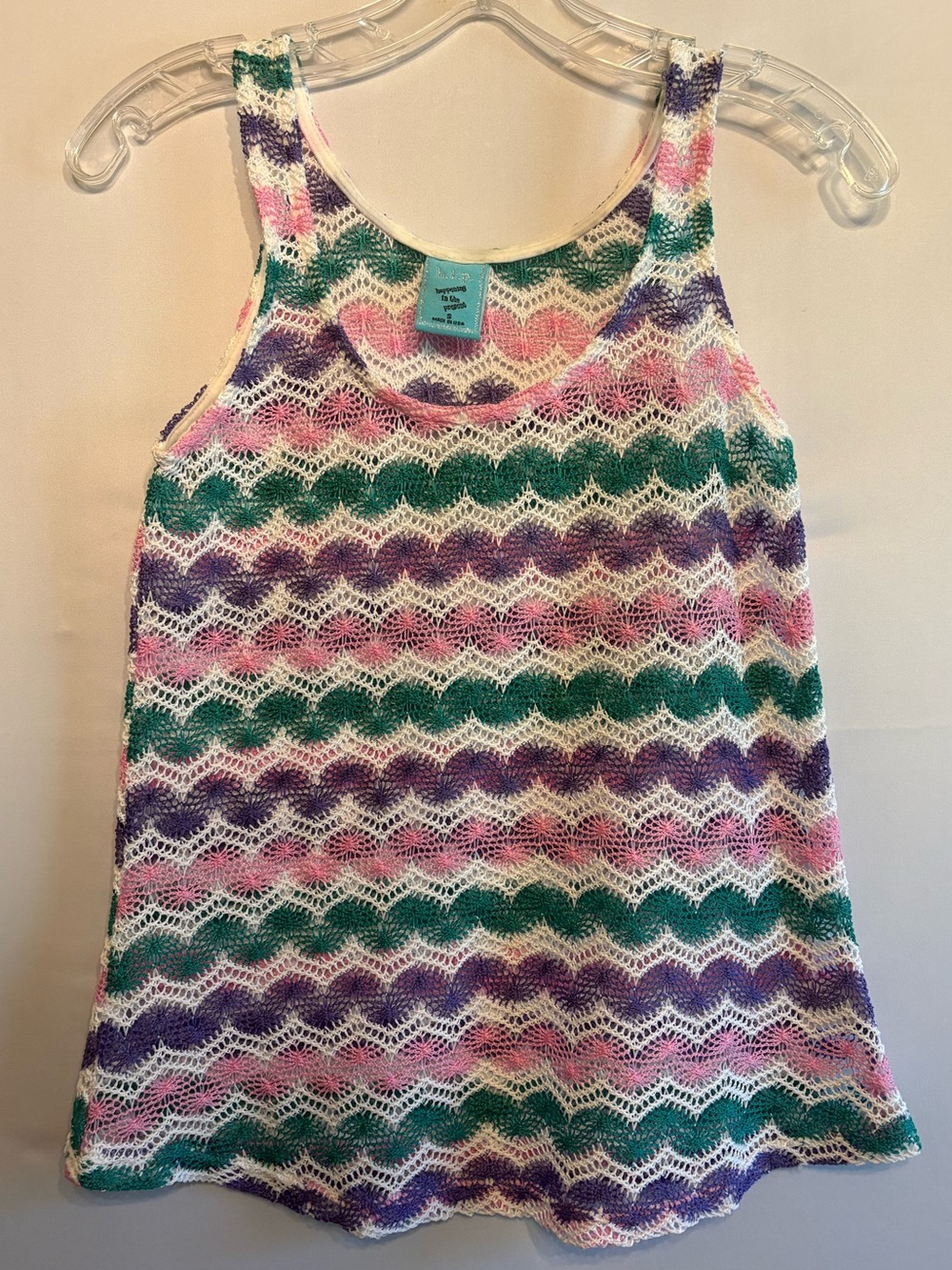 Open Knit Colorful Tank Top